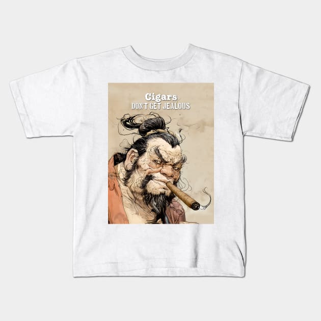 Puff Sumo: "Cigars Don't Get Jealous" Kids T-Shirt by Puff Sumo